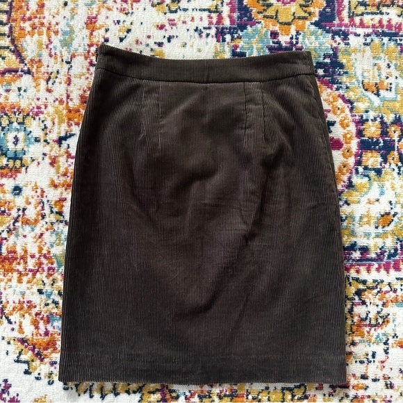 Anthropologie Maeve Brown Corduroy Green Plaid Wool Academia Skirt 2 - Picture 7 of 8